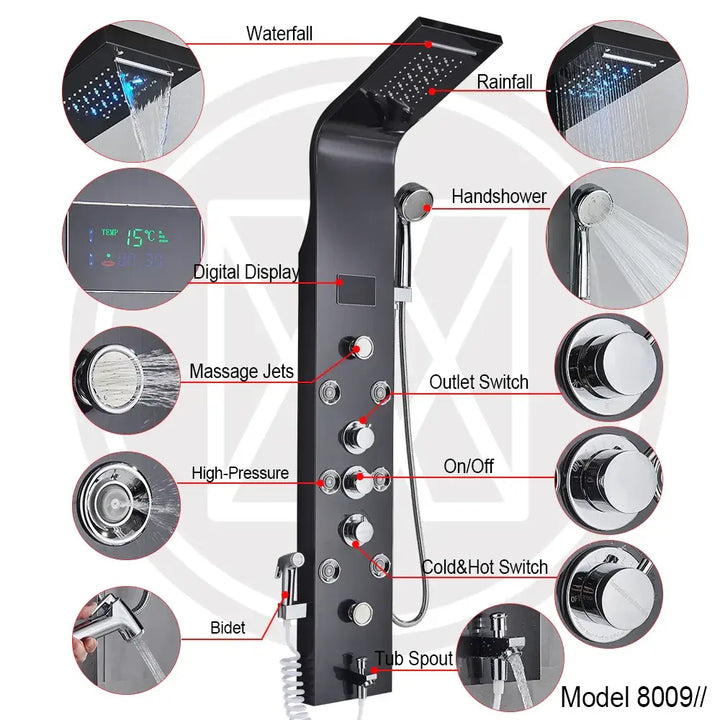 Led Shower Panel | Bathroom Panel Shower | RayArt®️